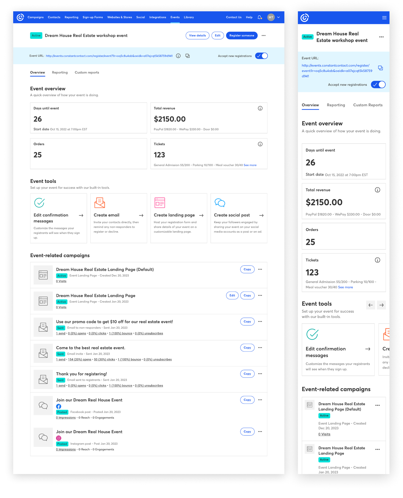 Final design — desktop and mobile