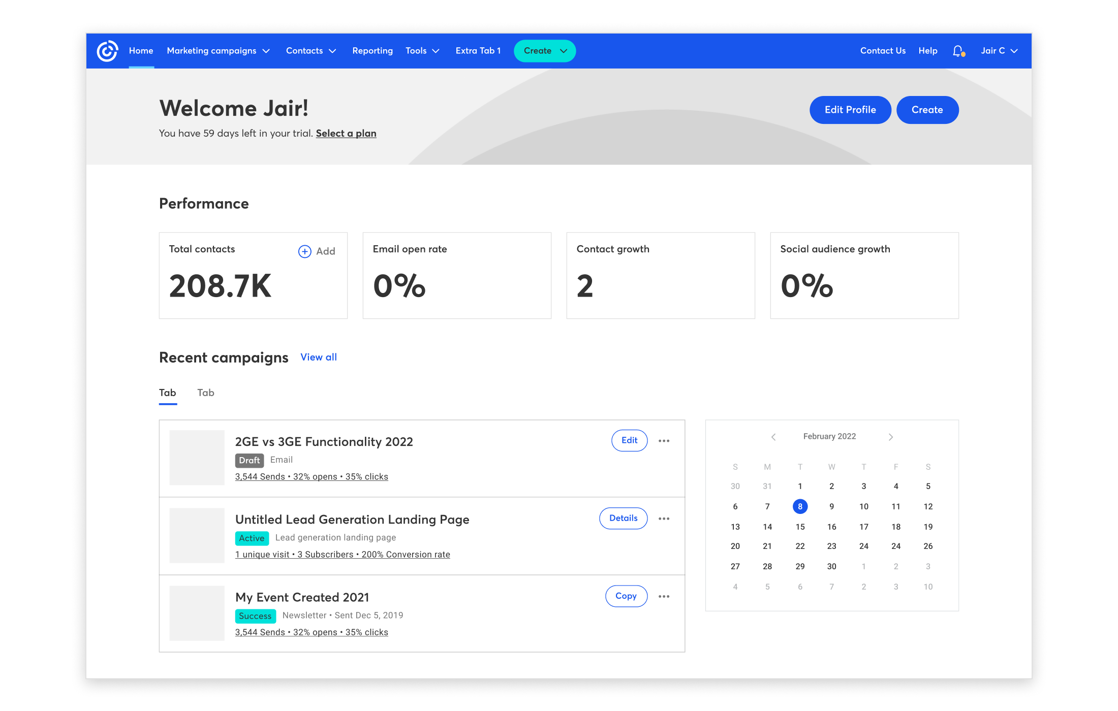 Dashboard after the rebrand